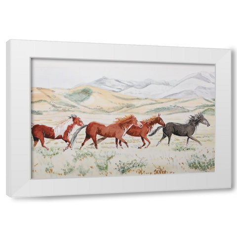 Mustang Medley  White Modern Wood Framed Art Print by Derr, Wynn