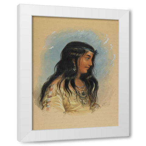 A Young Woman of the Flat Head Tribe White Modern Wood Framed Art Print by Miller, Alfred Jacob