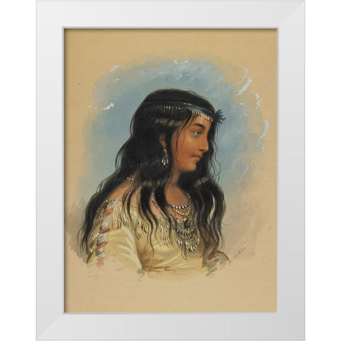 A Young Woman of the Flat Head Tribe White Modern Wood Framed Art Print by Miller, Alfred Jacob