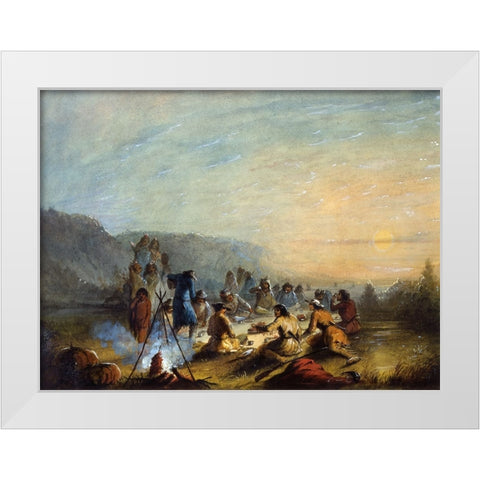 Breakfast at Sunrise White Modern Wood Framed Art Print by Miller, Alfred Jacob