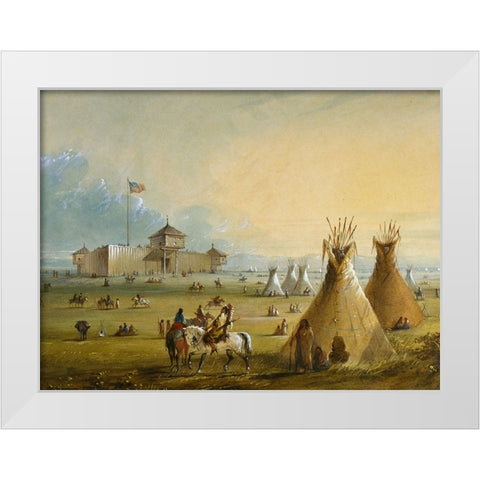 Fort Laramie White Modern Wood Framed Art Print by Miller, Alfred Jacob