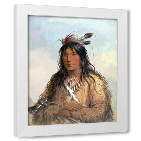 Head of Matau Tathonca, Bull Bear, an Ogillalah White Modern Wood Framed Art Print by Miller, Alfred Jacob
