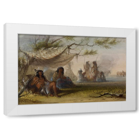 Indian Encampment White Modern Wood Framed Art Print by Miller, Alfred Jacob