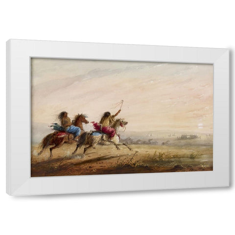 Indian Girls, Racing White Modern Wood Framed Art Print by Miller, Alfred Jacob