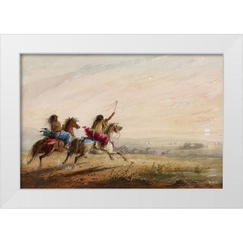 Indian Girls, Racing White Modern Wood Framed Art Print by Miller, Alfred Jacob