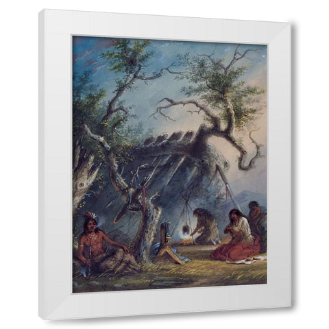 Indian Lodge White Modern Wood Framed Art Print by Miller, Alfred Jacob