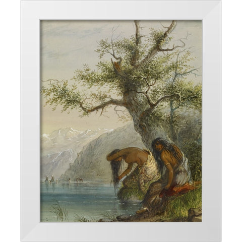 Indian Toilet White Modern Wood Framed Art Print by Miller, Alfred Jacob