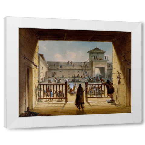 Interior of Fort Laramie White Modern Wood Framed Art Print by Miller, Alfred Jacob