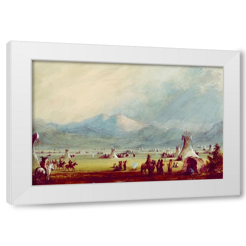 Large Encampment Nr the Cut Rocks White Modern Wood Framed Art Print by Miller, Alfred Jacob