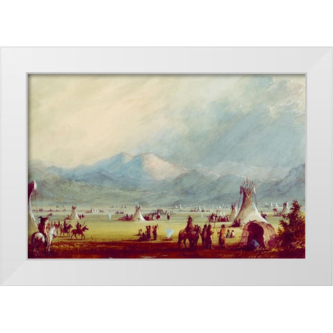 Large Encampment Nr the Cut Rocks White Modern Wood Framed Art Print by Miller, Alfred Jacob