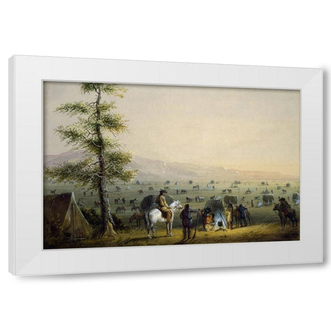 Our Camp White Modern Wood Framed Art Print by Miller, Alfred Jacob