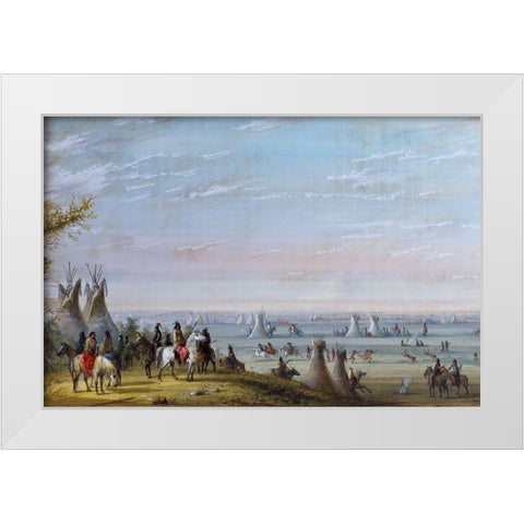 Rendezvous White Modern Wood Framed Art Print by Miller, Alfred Jacob