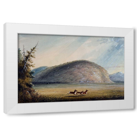 Rock of Independence White Modern Wood Framed Art Print by Miller, Alfred Jacob