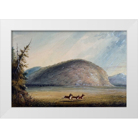 Rock of Independence White Modern Wood Framed Art Print by Miller, Alfred Jacob