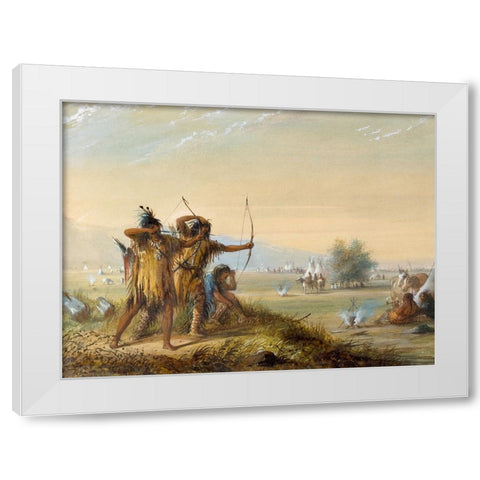 Testing Bows White Modern Wood Framed Art Print by Miller, Alfred Jacob