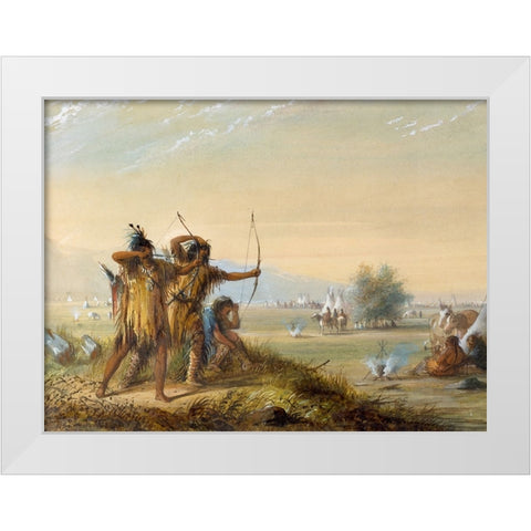 Testing Bows White Modern Wood Framed Art Print by Miller, Alfred Jacob