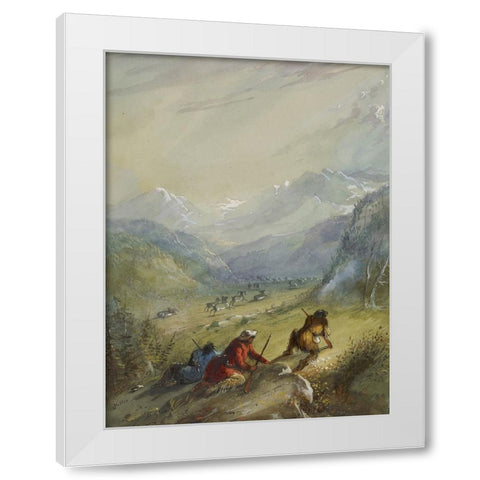 Mountain Sheep White Modern Wood Framed Art Print by Miller, Alfred Jacob