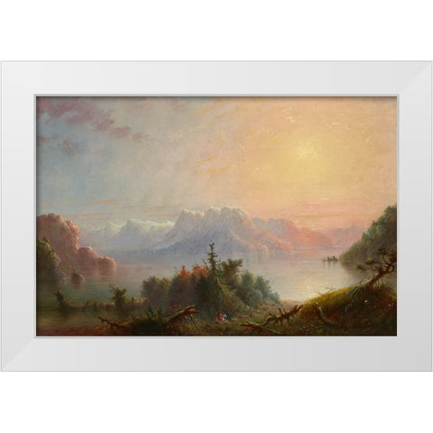 The Lake Her Bosom Expands to the Sky White Modern Wood Framed Art Print by Miller, Alfred Jacob
