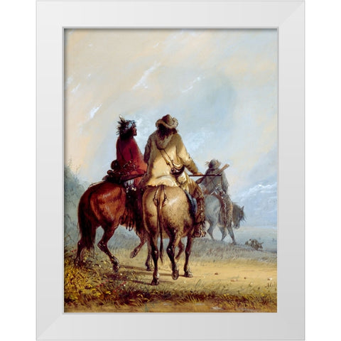 Trappers Starting for the Beaver Hunt White Modern Wood Framed Art Print by Miller, Alfred Jacob