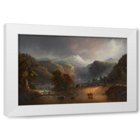 Where the Clouds Love to Rest White Modern Wood Framed Art Print by Miller, Alfred Jacob