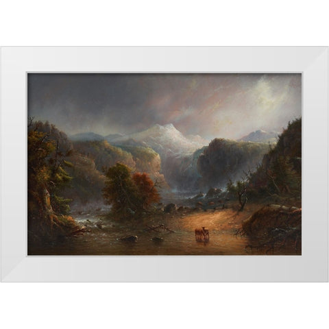 Where the Clouds Love to Rest White Modern Wood Framed Art Print by Miller, Alfred Jacob