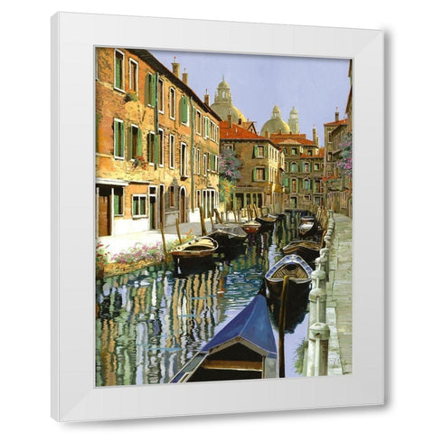 La Barche Sul Canale White Modern Wood Framed Art Print by Borelli, Guido