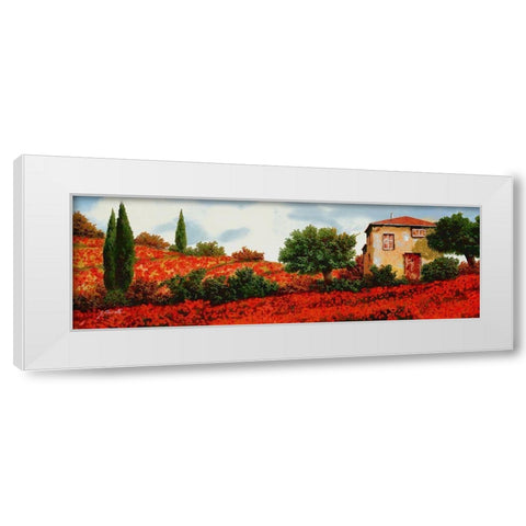 I Papaveri Sulle Colline White Modern Wood Framed Art Print by Borelli, Guido