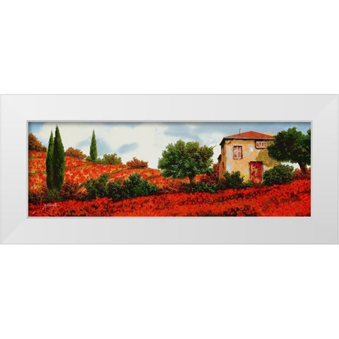 I Papaveri Sulle Colline White Modern Wood Framed Art Print by Borelli, Guido
