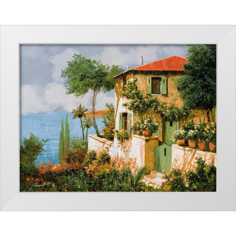 Casa Giallo Verde White Modern Wood Framed Art Print by Borelli, Guido