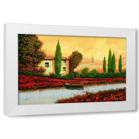 Al Tramonto Sul Fiume White Modern Wood Framed Art Print by Borelli, Guido