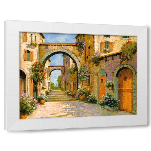 Le Porte Rosse Sulla Strada White Modern Wood Framed Art Print by Borelli, Guido