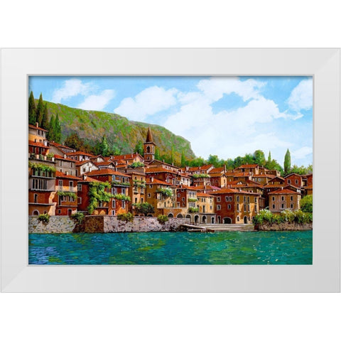 Bellano Sul Lago Di Como White Modern Wood Framed Art Print by Borelli, Guido
