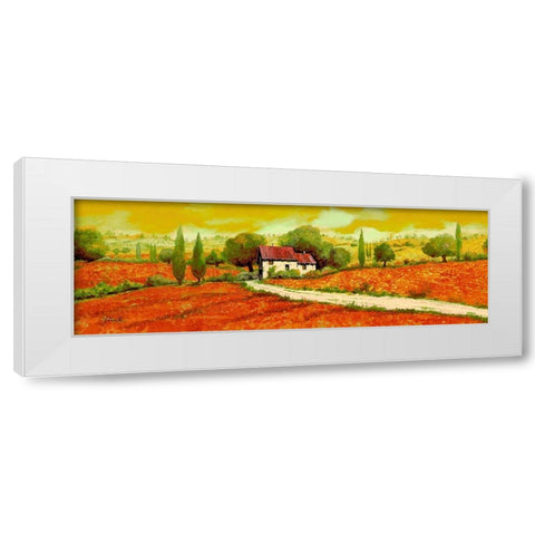 Rosso Papavero White Modern Wood Framed Art Print by Borelli, Guido