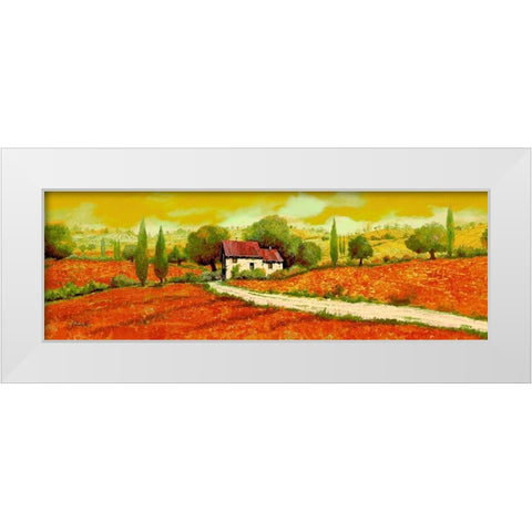 Rosso Papavero White Modern Wood Framed Art Print by Borelli, Guido