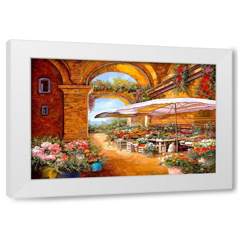 Il Mercato Sotto i Portici White Modern Wood Framed Art Print by Borelli, Guido