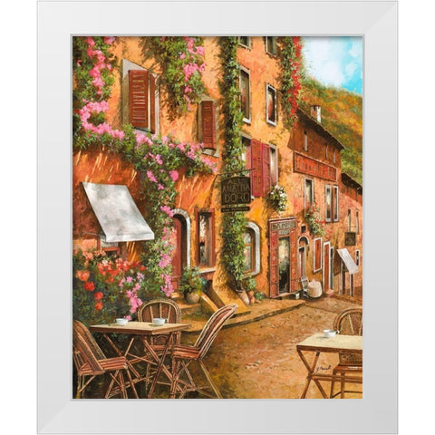 Il Bar Sulla Discesa White Modern Wood Framed Art Print by Borelli, Guido