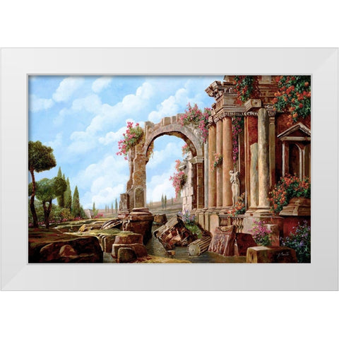 Colonne Romane Fiorite White Modern Wood Framed Art Print by Borelli, Guido