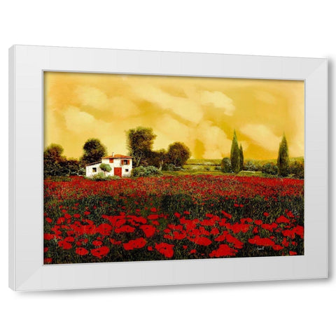 I Papaveri e lestate Calda White Modern Wood Framed Art Print by Borelli, Guido