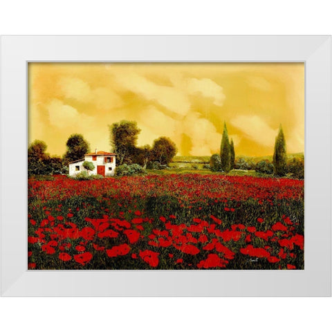 I Papaveri e lestate Calda White Modern Wood Framed Art Print by Borelli, Guido
