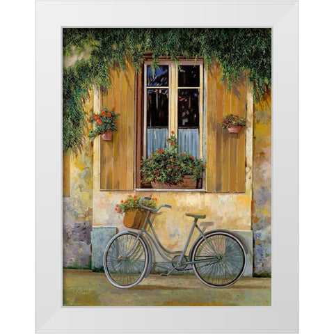la bici White Modern Wood Framed Art Print by Borelli, Guido