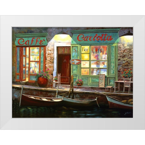 caffe carlotta White Modern Wood Framed Art Print by Borelli, Guido