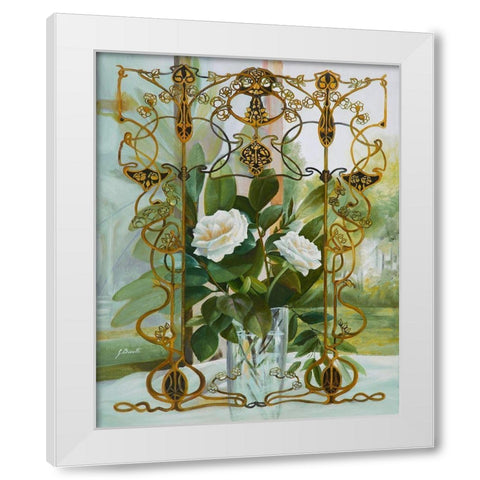 Foglie e Fiori Bianchi Liberty White Modern Wood Framed Art Print by Borelli, Guido