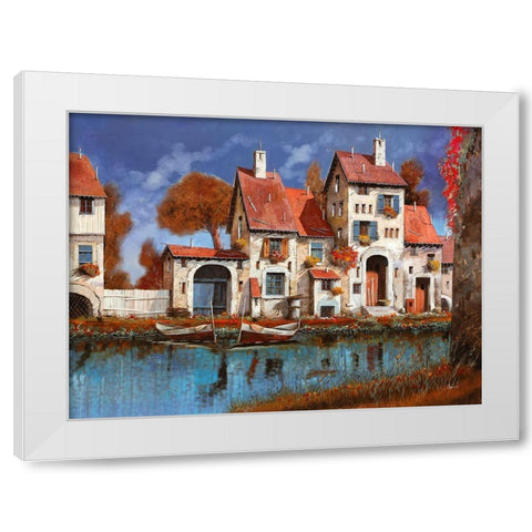 La Cascina Sul Lago White Modern Wood Framed Art Print by Borelli, Guido