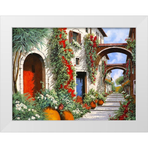 Porta Rossa Porta Blu White Modern Wood Framed Art Print by Borelli, Guido