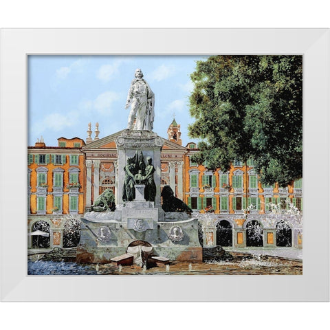 Place Garibaldi in Nice White Modern Wood Framed Art Print by Borelli, Guido