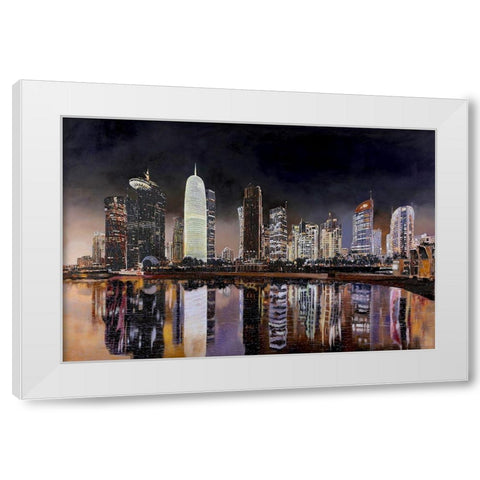 Doha Qatar White Modern Wood Framed Art Print by Borelli, Guido