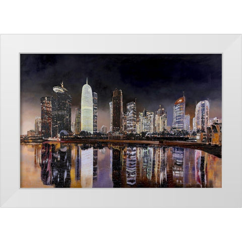 Doha Qatar White Modern Wood Framed Art Print by Borelli, Guido