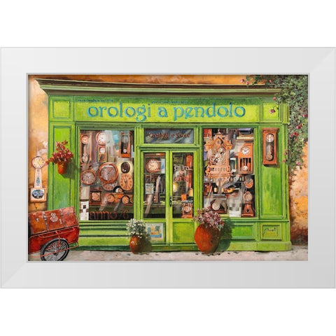 Orologi a Pendolo White Modern Wood Framed Art Print by Borelli, Guido