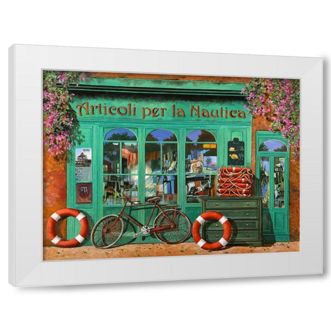 La Bicicletta Rossa (The Red Bicycle) White Modern Wood Framed Art Print by Borelli, Guido
