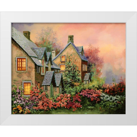 Tetti Viola e Luci White Modern Wood Framed Art Print by Borelli, Guido